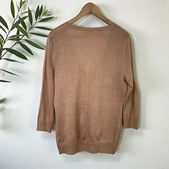 New York & Co Lightweight All-Season Knit Cardigan in Camel - Picture 3 of 10